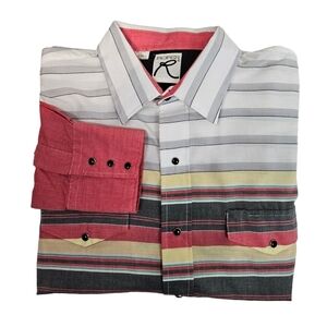 Vintage Roper Striped Western Rodeo Pearl Snap Shirt Size XXL Men's G81